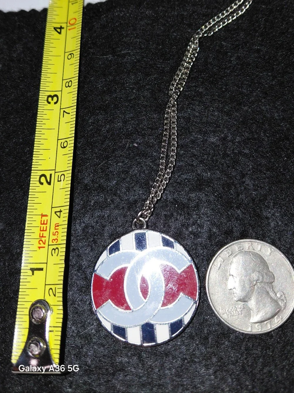 2016 CHANEL Red, White & Black Enamel CC Pendant Necklace!